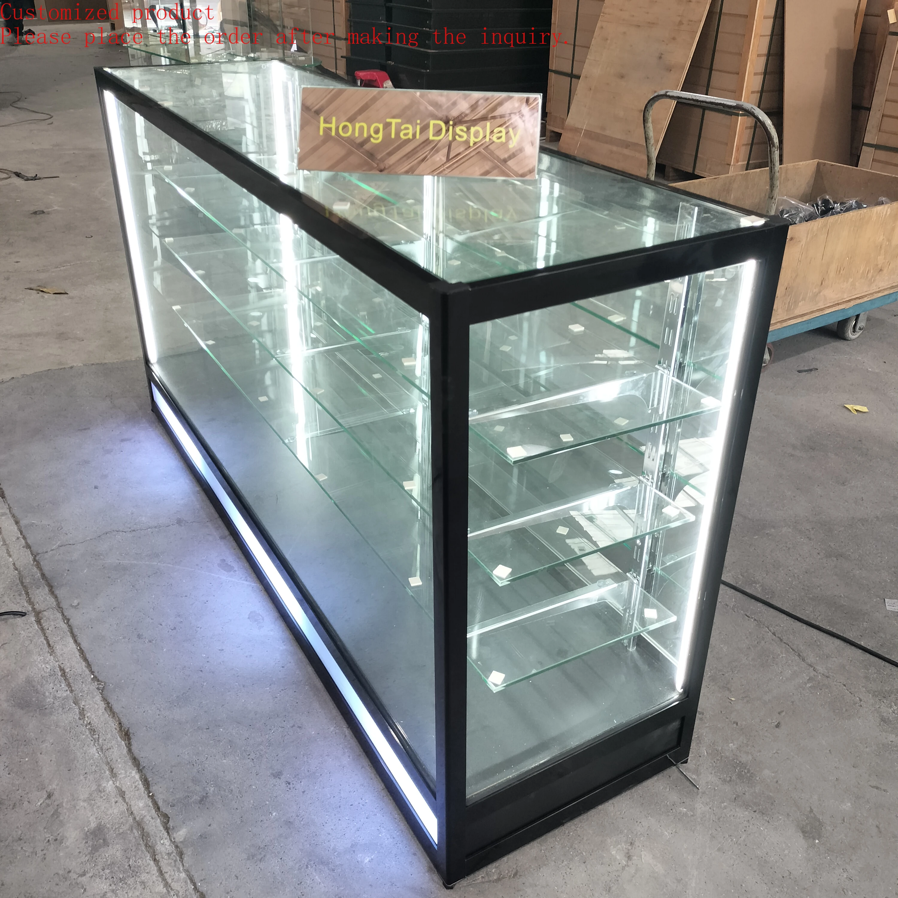

Custom.Full View Display Rack With Lighting Features Popular Styles Adjustable Shelves for Retail Store Display Shop Fitting