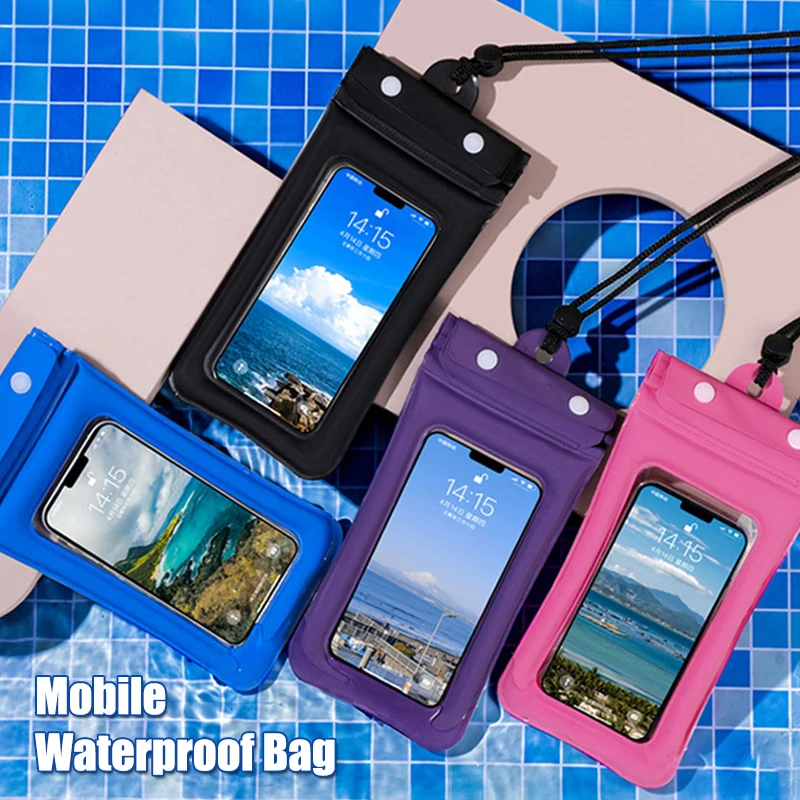 1Pc Inflatable Floating Touch Screen Cell Phone Waterproof Bag Three Layers Sealing Tri-fold Airbag Waterproof Phone Pouch