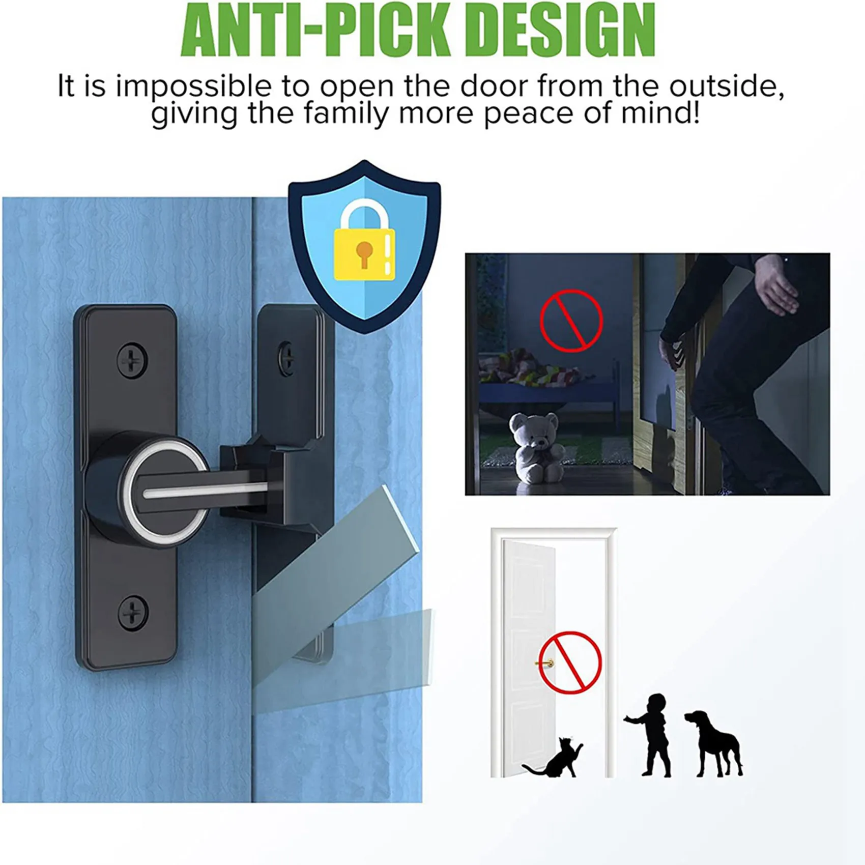 ABBN-Barn Hardware per serratura per porta, chiusure per cancello resistenti da 90 gradi Chiusura a scatto per porta di sicurezza con chiavistello per porta, confezione da 2