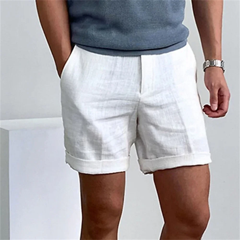 

Mens Summer Cotton Linen Loose Solid Color Shorts Fashion Vintage Vacation Beach Streetwear Casual Cross Men's Short Pants