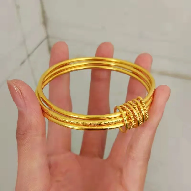 9999 24K Real Gold Bracelet Aperture Bracelets Fixed Mouth Bracelet Valentine's Day Gift for Girlfriend Bangles Bangle Fashion