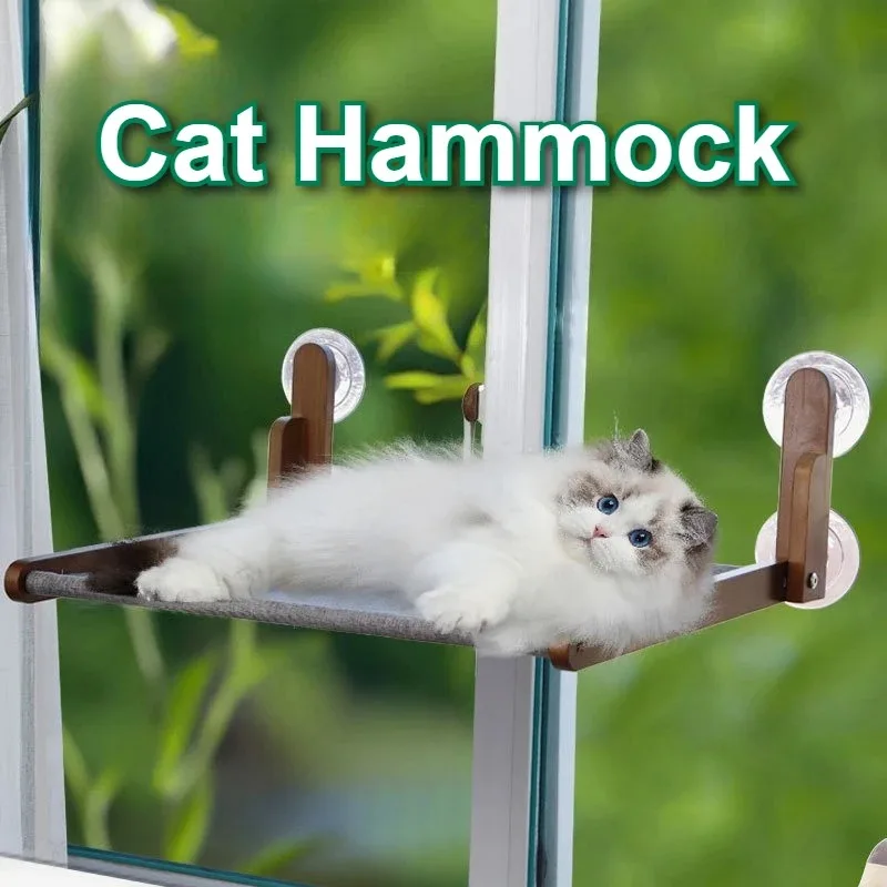 

Window Cat Hammock Suction Cup Hanging Cat Bed Accessories Wooden Pet Cats Kitten Hammocks Kittens Pets Cats Nesk Products