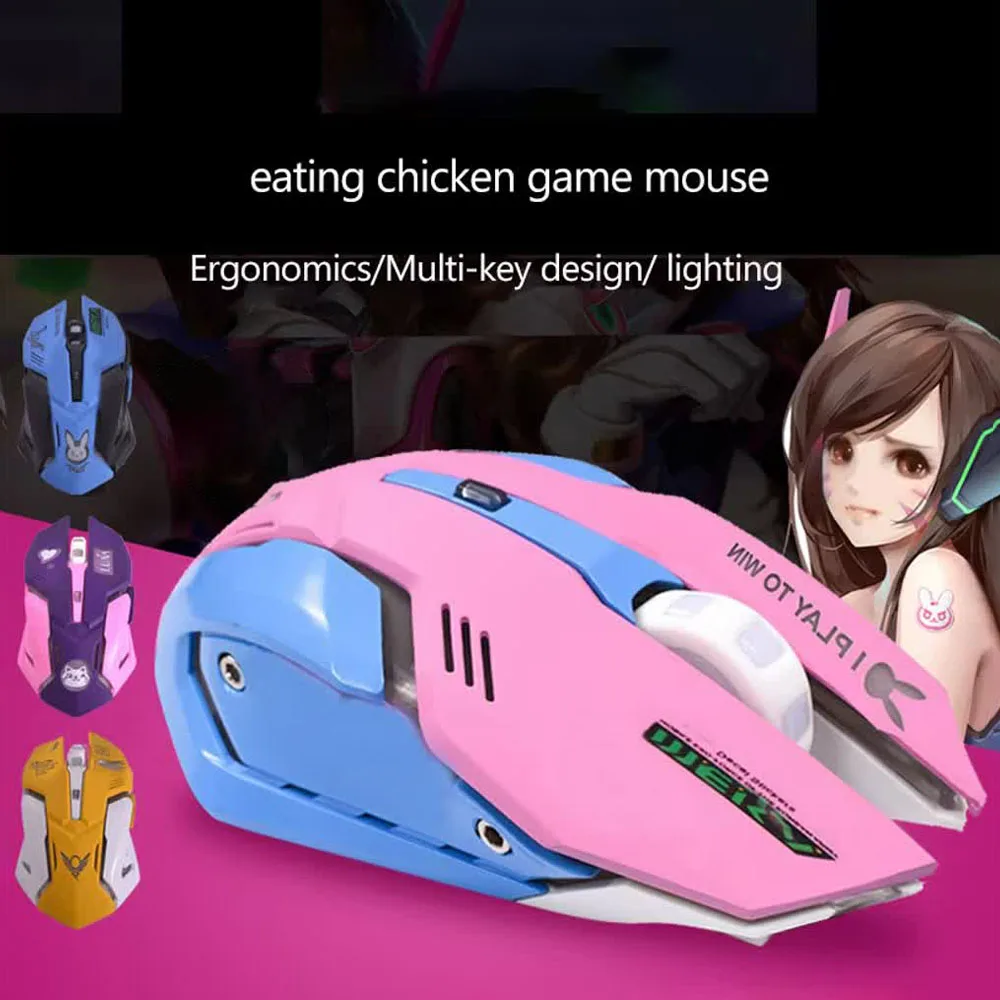 OW DVA Różowa Mysz Biurowa dla Dziewczyn, Podświetlana, Konkurencyjna, Kurczak, Śliczna, Przewodowa Mysz do PC Laptopa CF Overwatch — zdjęcie produktu 5