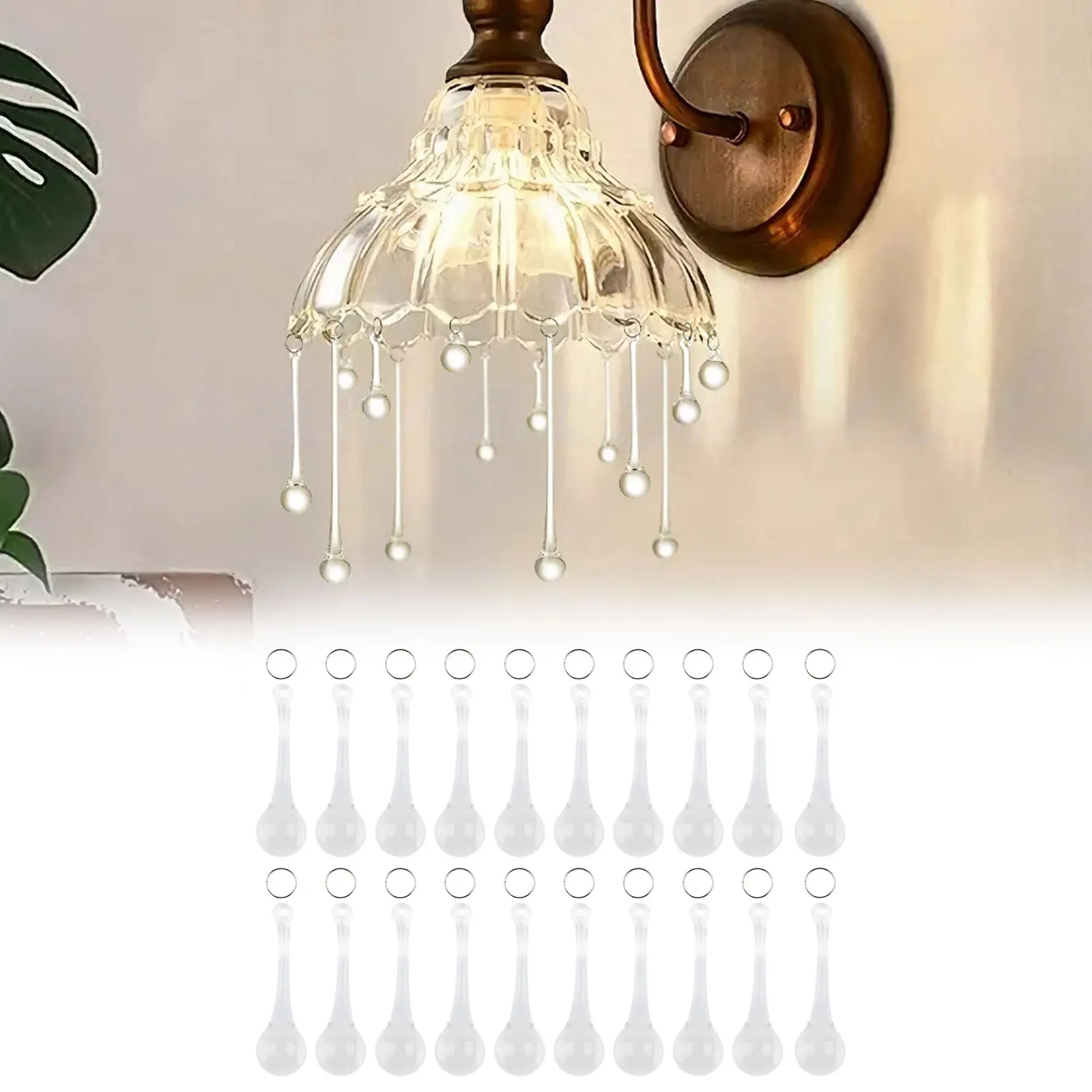 20 قطعة شفافة عيد الميلاد الدمعة حلي معلقة الزجاج قطرة المطر عيد الميلاد الحلي الإضاءة قلادة اللؤلؤ إكسسوارات الستائر