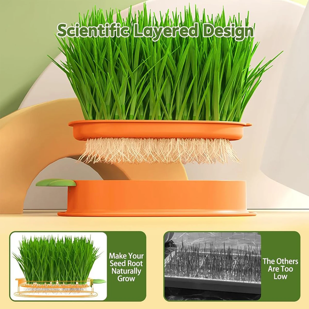 Cat Grass Grow Kit Plant Germination Tray Cat Grass Seed Starting Tray Carrot Style Soilless Cat Grass Germination Tray