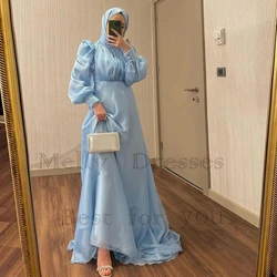 Full Sleeve Muslin Evening Dresses for Women Simple Chiffon Prom Gowns with Pleat 2024 Summer New Zipper Back Robe De Soirée