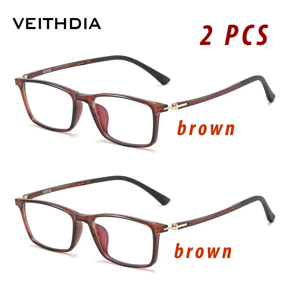 

2 Pcs VEITHDIA New Brand Anti Blue Light Glasses Frame Optical Eyewear Frame Polycarbonate Lenses Glasses For Men Women V8817D