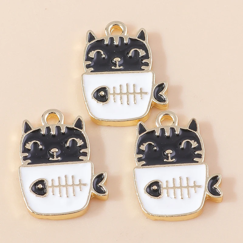20 Stück Cartoon Tier Charms Emaille Katze Charms Anhänger für Schmuckherstellung Tropfen Ohrringe Halsketten Armbänder Zubehör DIY Geschenk – Detail 6