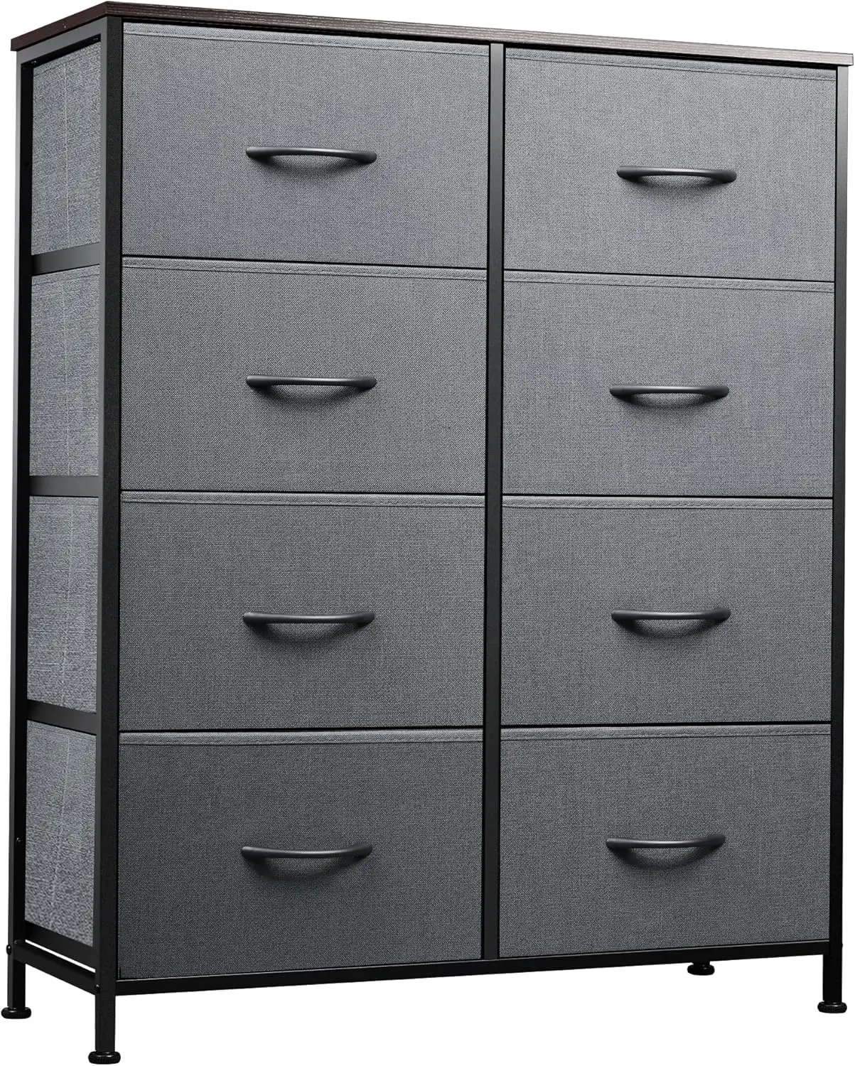 

Tall Fabric Dresser with 8 Drawers, Storage Tower for Bedroom, Closet, Living Room in Dark Gray