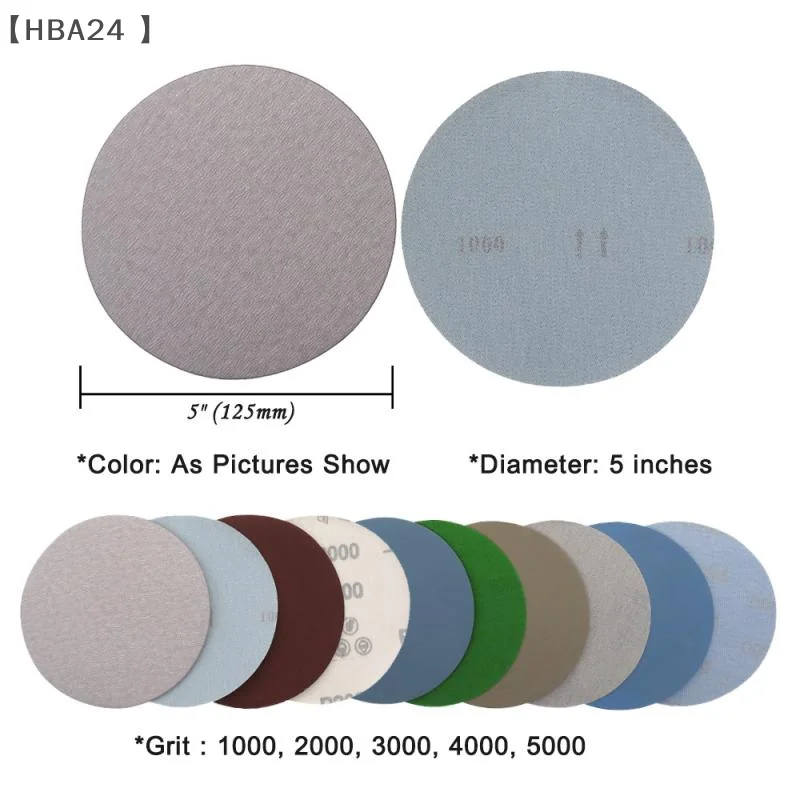 

〔HBA24〕5 Inch Hook Loop Sandpaper 25 Pcs Assorted 1000 /2000 /3000 /4000/ 5000 Grit Sanding Paper Round For Polishing