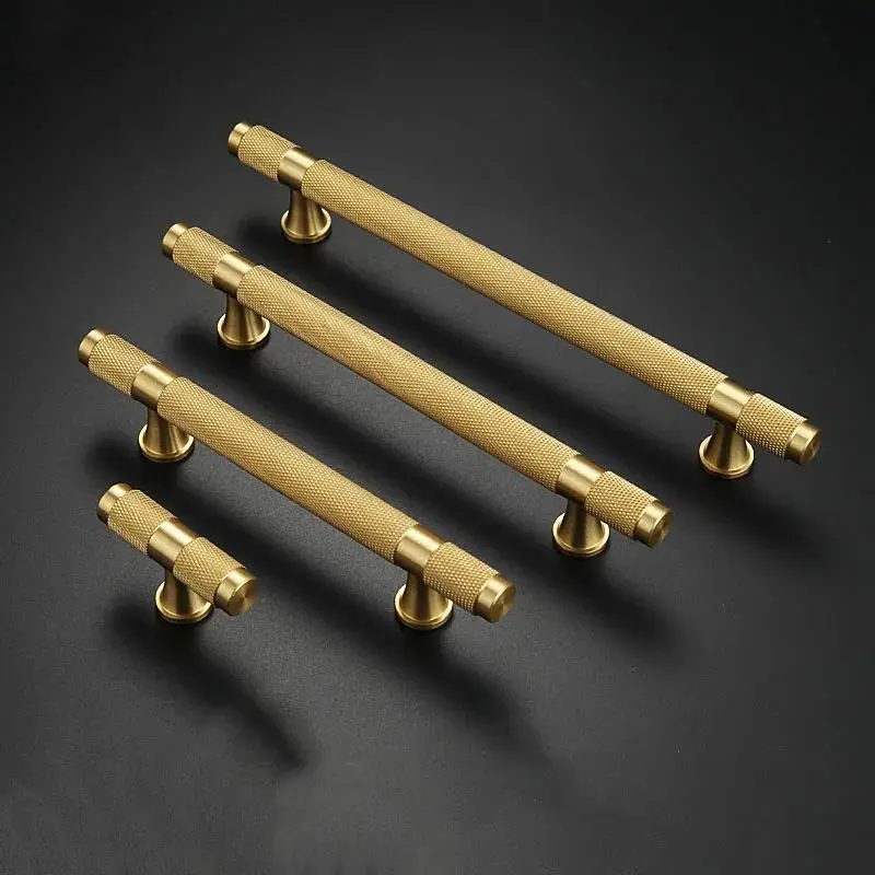 Top Designed 10PCS Solid Brass Knurled Cabinet Door Handles Drawer Pulls Cupboard Wardrobe Kitchen TV Wine Cabinet Pulls Handles