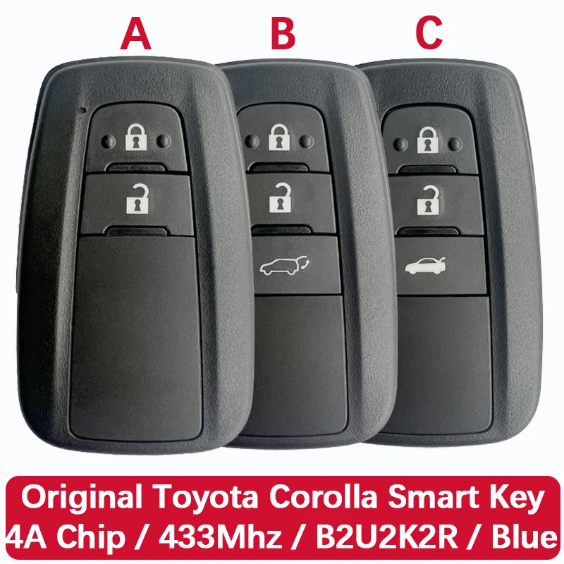 

CN007360 Original 3 Button Smart Key Fob Keyless Go Remote 4A Chip 434Mhz FCC B2U2K2R Blue Cover For Toyota Corolla Hybrid 2019+