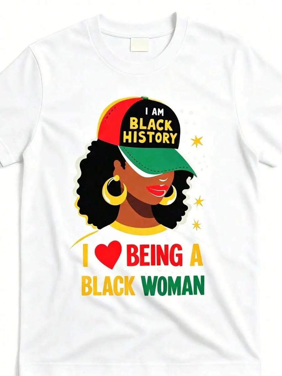I Love Being A  Black History Month For Women T Shirt At Same Style For Men And Women 2025 Summer Short Sleeved Printed T Shirt