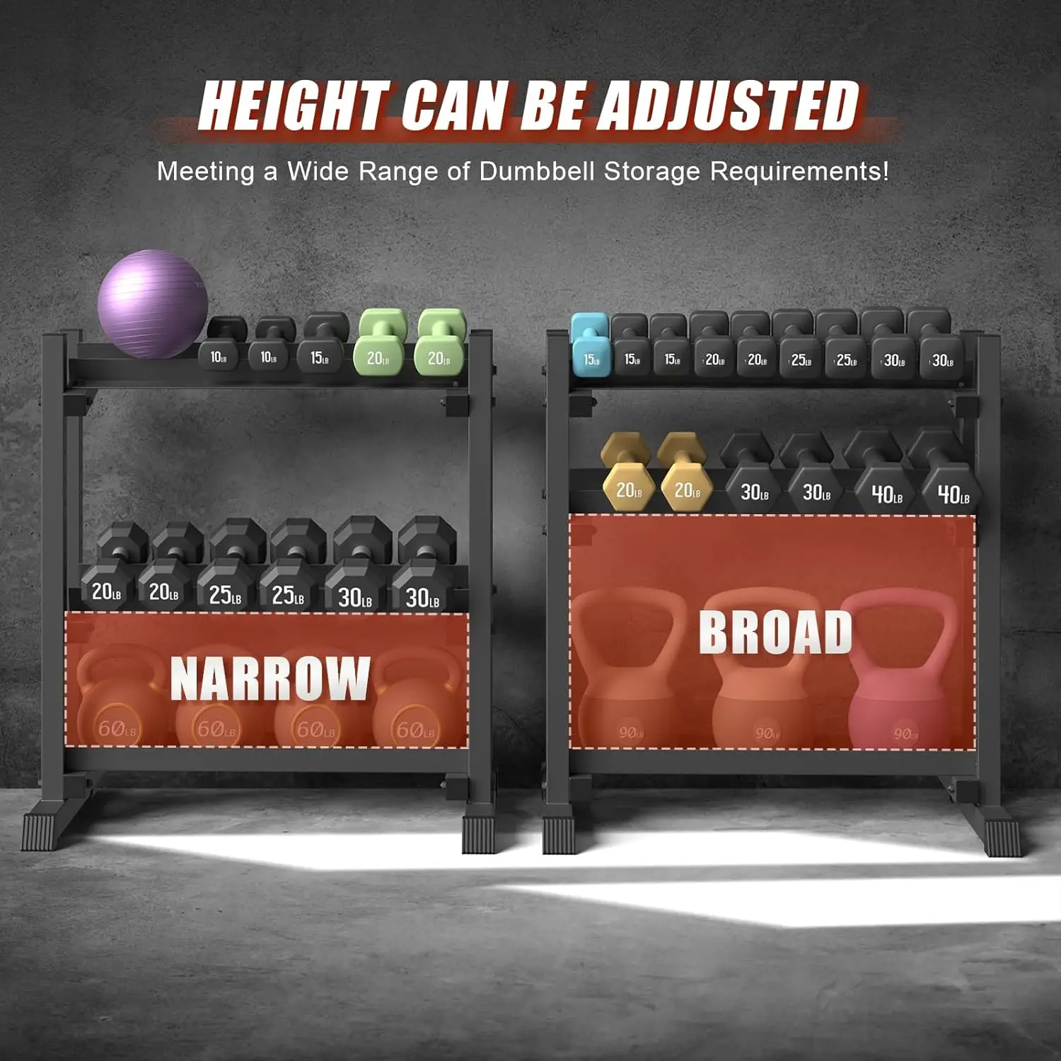 حامل أثقال قابل للتعديل بثلاثة مستويات، سعة 1100 رطل، حامل أوزان متين للصالة الرياضية المنزلية