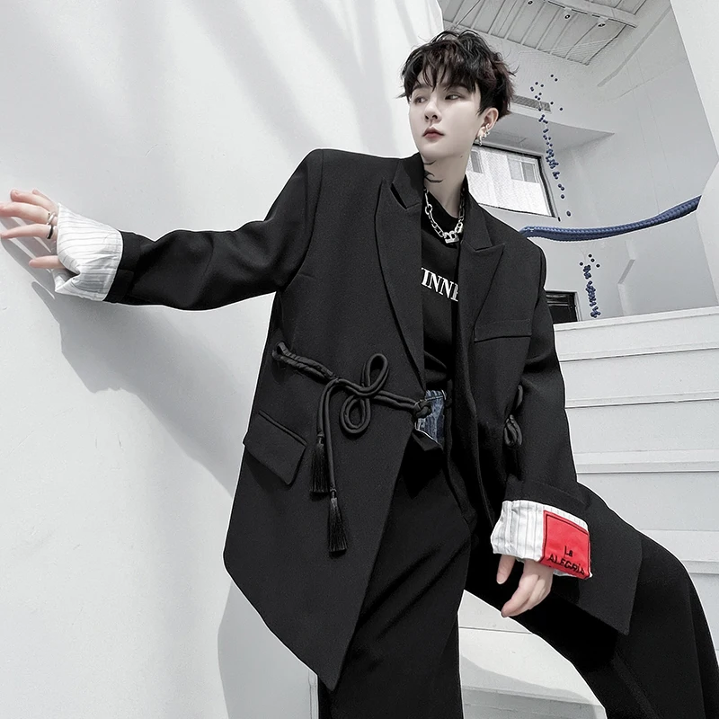 

Новый китайский мужской костюм-пиджак с пуговицами, модный и стильный, с длинными рукавами, повседневная одежда, стандартный крой, на все сезоны