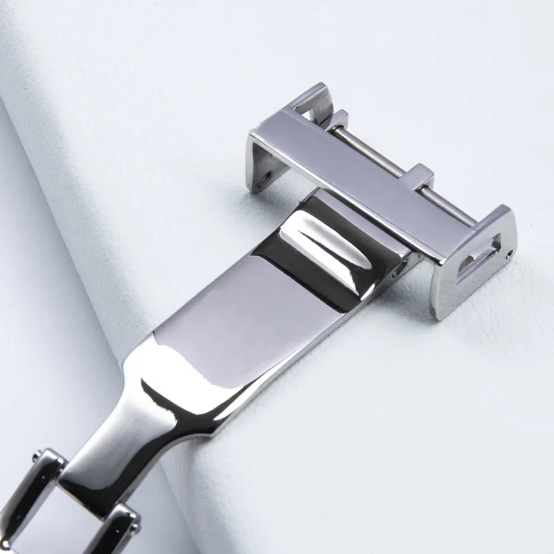 316L Stainless Steel 18mm Deployant Clasp Watch Buckle For Tudor Strap Leather Rubber Band Replacement Silver Fold Buckle