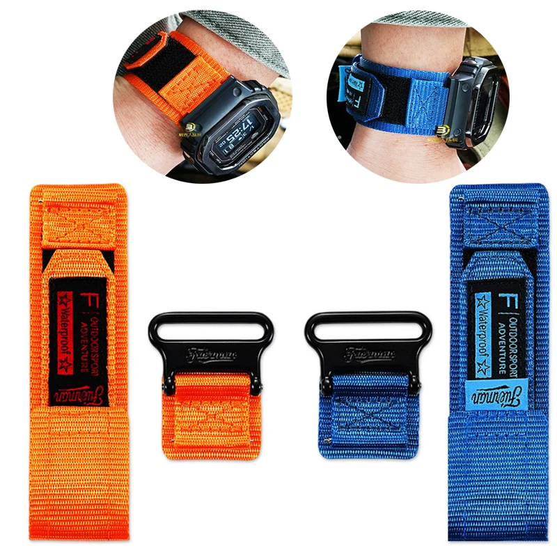 

Новый водонепроницаемый холщовый ремешок для часов Casio с пульсометром DW-H5600/DW-H5600MB DIY легко приклеиваемый нейлоновый холщовый ремешок с скобкой 18 мм