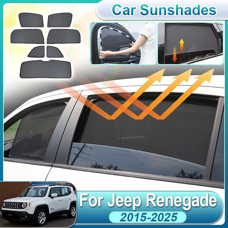 

For Jeep Renegade Accessories 2015-2025 Car Sun Visor Protection Side Window Mesh Front Rear Windshield Sunshade Car Accessories