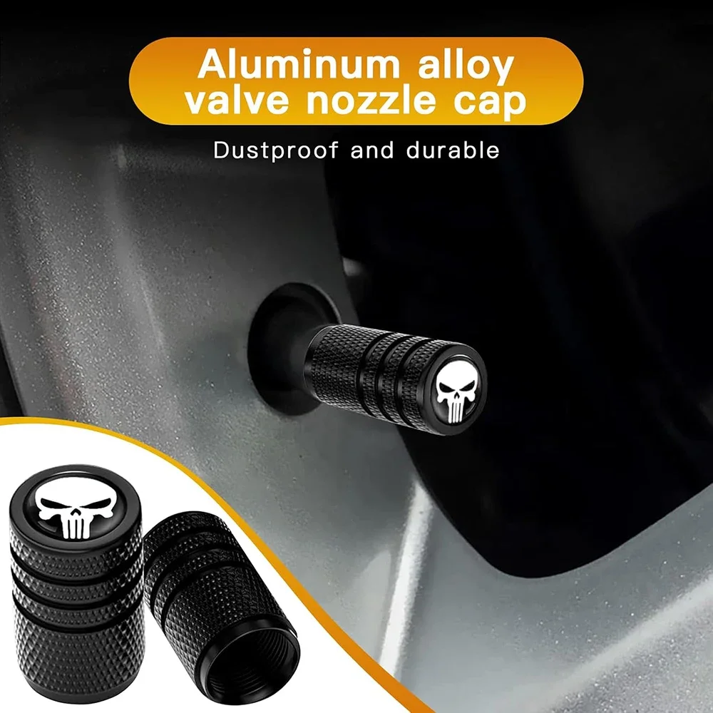 4Pcs/Set Skull Car Wheel Tire Valve Stem Caps Car Exterior Replacements,Tire Air Valve Caps, Trucks, Bicycles, Car Accessories