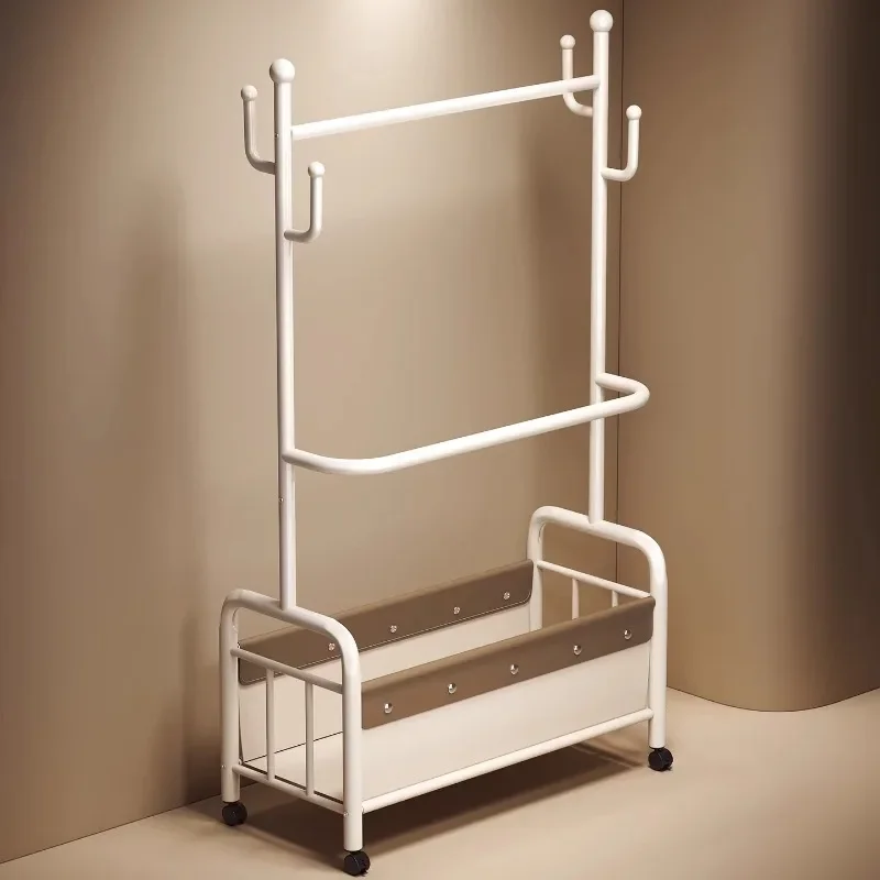 Floor-to-ceiling coat rack Bedroom drying rack Indoor household secondary net coat rack Movable storage clothes storage rack