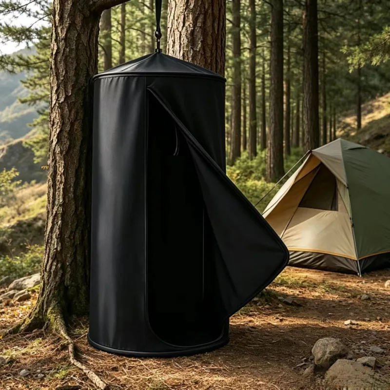 87x183cm Portable Waterproof Hanging Privacy Tent, Outdoor Camping Shower Changing Room Beach, Toilet Booth Oxford Cloth Shelter
