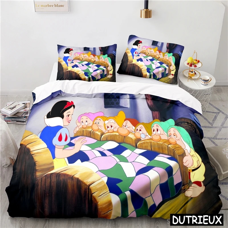 Snow White And The Seven Dwarfs Duvet Cover Set Twin Full Queen King Size Bedding Set Disney Princess Bedclothes For Kids Girls