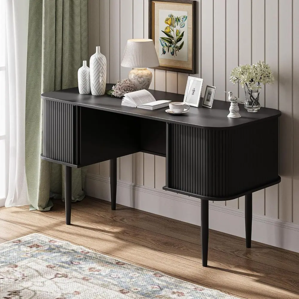 

Письменный стол 55 с местом для хранения, деревянный офисный стол с раздвижной дверцей, компьютерный стол для дома, общежития, гостиной, учебной комнаты