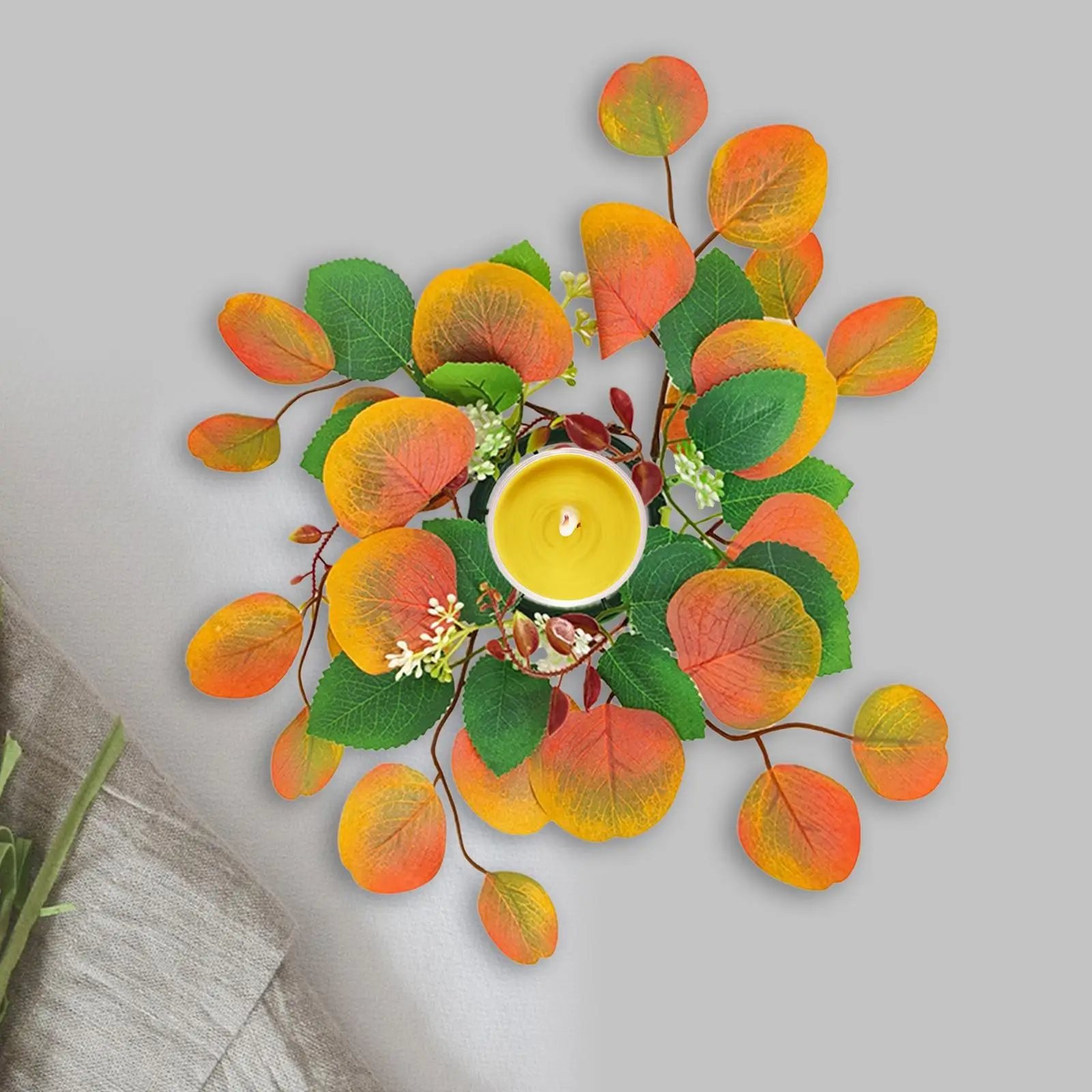 Artificial Eucalyptus Leaves Candle Ring Wreath Handmade Table Centerpieces for Indoor or Outdoor Activities Sturdy Exquisite