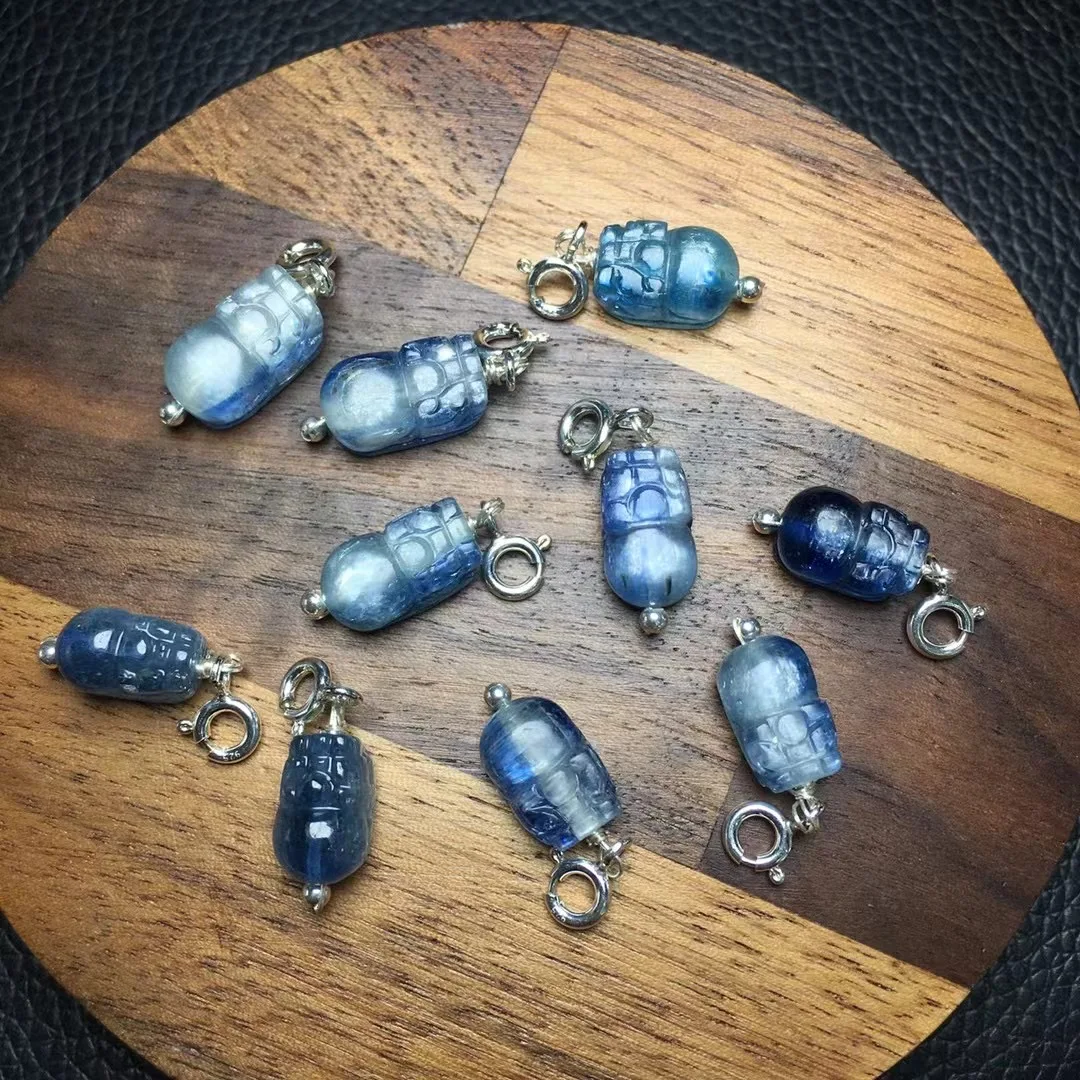 

Hand Carved 925 Silver With Natural Blue Kyanite Gemstone Crystal PiXiu Carving Necklace Pendant Jewelry Gift For Women Man