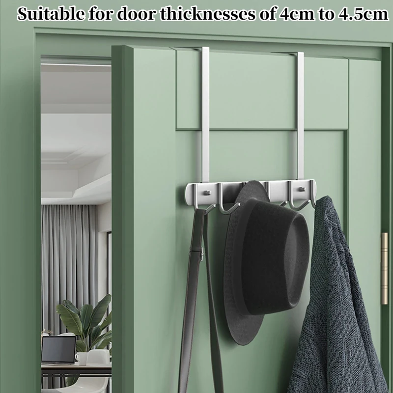 Over the Door Stainless Steel Hook,Heavy Duty Hanger Holder for Coat, Hat, Towels,Bathroom Organizer Rack with 5/6 Hooks