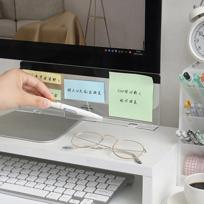 Creative Acrylic Monitor Message Memo Board For Sticky Note Transparent Name Card Phone Holder Desktop Plastic Holder Stationery view 2