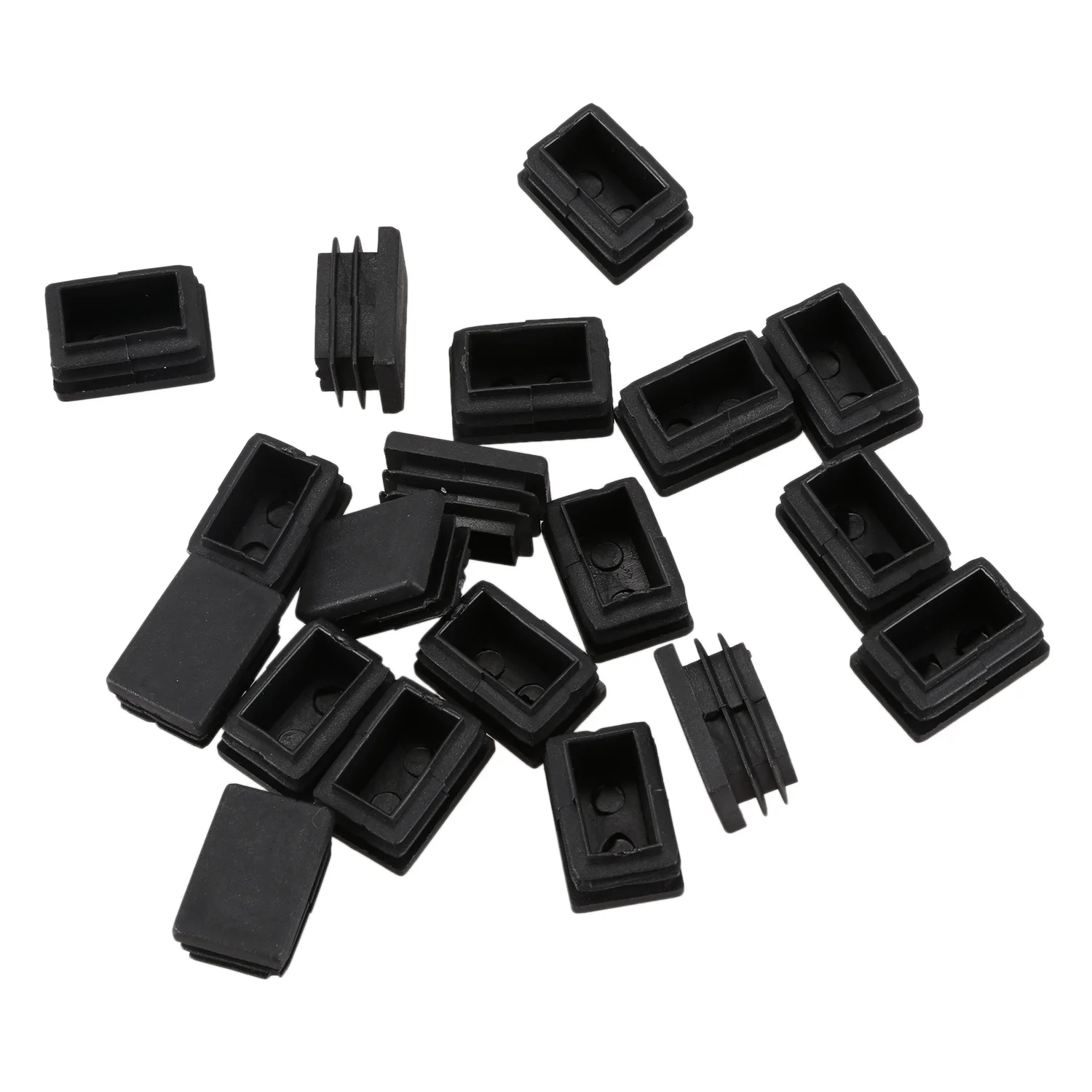 20 pcs Plastic Rectangular End Cap 30mm x 20mm Threaded Pipe Tube Insert Rubber feet