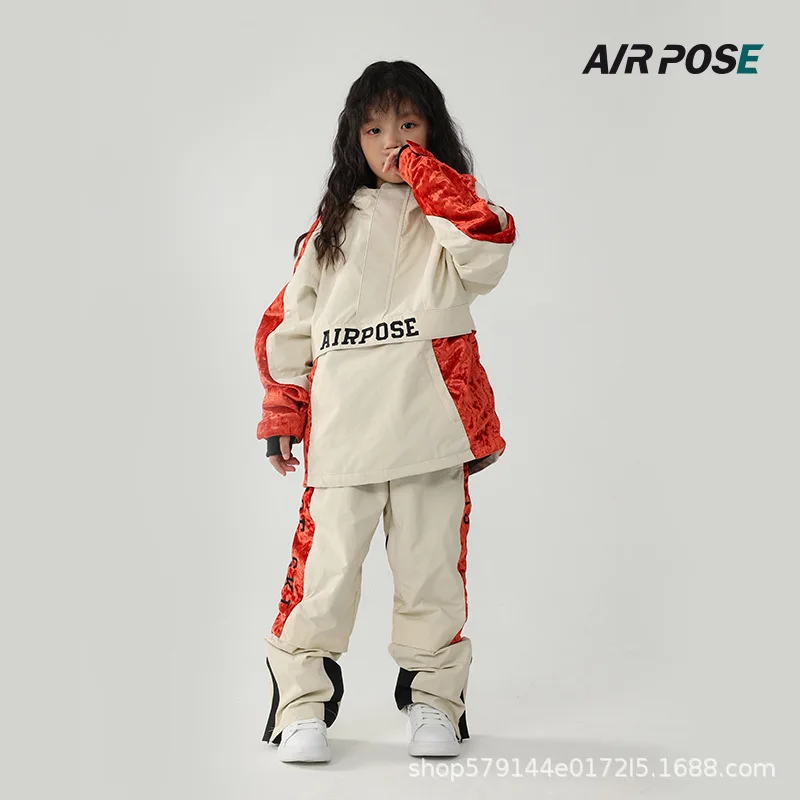 AIRPOSE-Thickened Ski Suits for Children, Warm Snowboarding Clothes Sets, Waterproof and Coldproof, Boys and Girls, Outdoor Spor