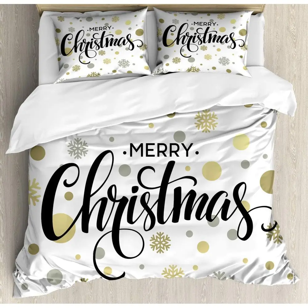 

Комплект пододеяльников с абстрактной снежинкой — веселый рождественский дизайн с подушкой Шамс, королева, черный и бежевый