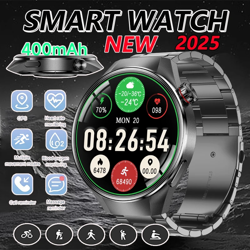 GEJIAN новые мужские умные часы NFC AMOLED 1,75-дюймовый мониторинг сердечного ритма и кислорода в крови Bluetooth-вызов IP68 GPS Smartwatch 2025