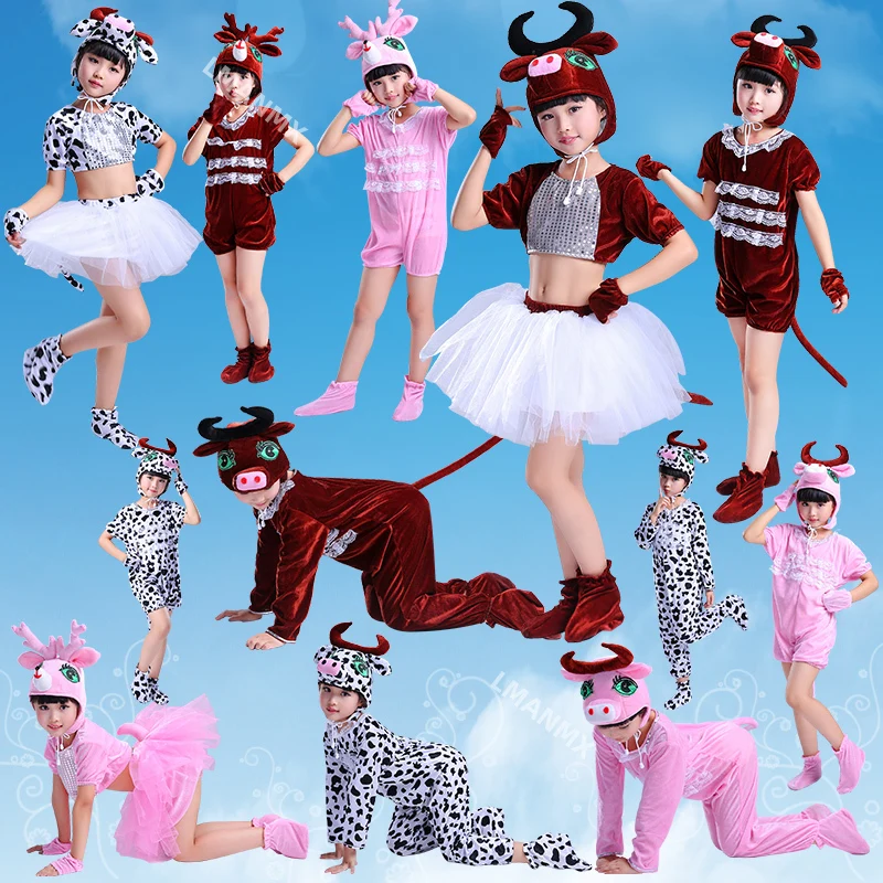 

Современные новые детские костюмы для выступлений с животными из мультфильмов для мужчин и женщин, теленка и оленя