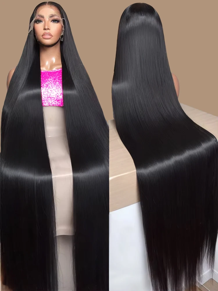 300% High Density 40 46 Inch Bone Straight 13x6 HD Lace Front Wigs Human Hair Brazilian 13x4 360 Full Lace Frontal Wig Pre Pluck