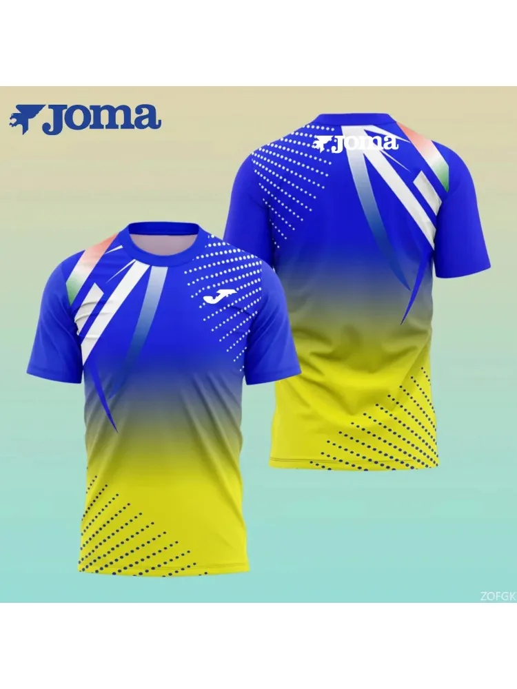 ملابس رياضية لكرة القدم للرجال بأكمام قصيرة مطبوعة ثلاثية الأبعاد من JOMA Summer Polish، ملابس تي شيرت للجري سريعة الجفاف وجيدة التهوية #3