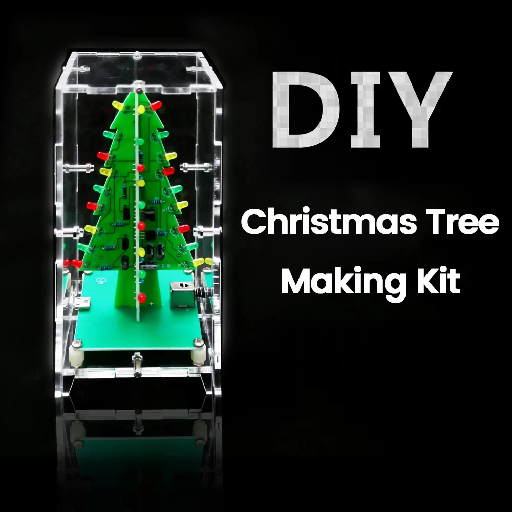 DIY Christmas Tree 7 Colours LED Flowing Lights Electronic Soldering Kit Practice Making Projects