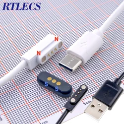 1 Pair Magnetic Spring Pogo Pin Connector 3 Pole Pitch 2.3 MM Through Holes PCB Mount Male Female Probe Power Charge