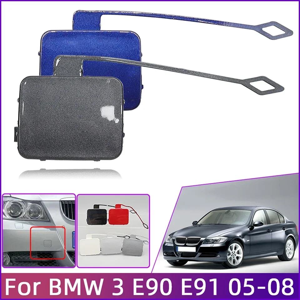 Front Bumper Towing Hook Cover For BMW E90 E91 318 320 325 330 2005-2008 Painted Tow Eye Garnish Trim Cap Lid Car Accessories