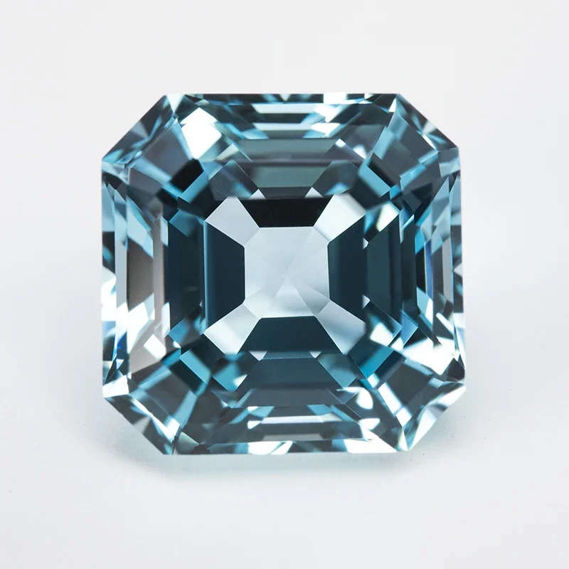 

Lab Grown Sapphire Aquamarine Square Asscher Cut VVS1 Gemstone Charms DIY for Jewelry Making Material Selectable AGL Certificate