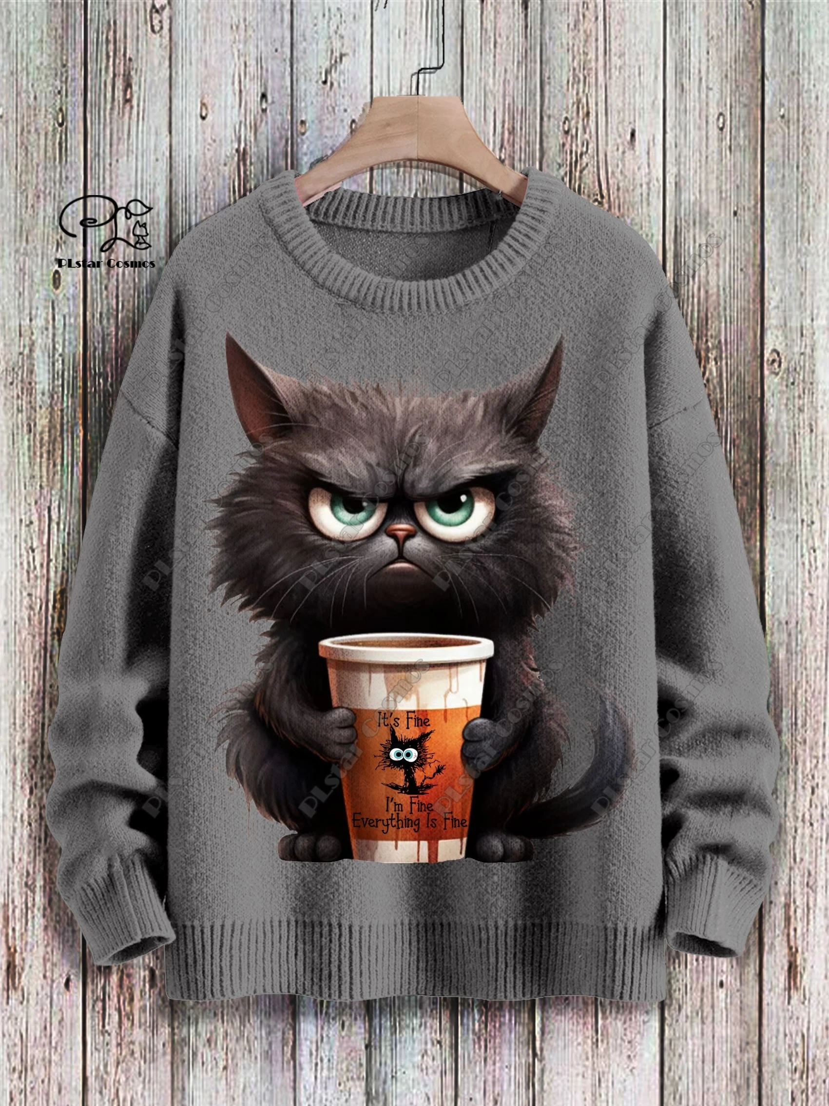 PLstar Cosmos new 3D printed animal series cute cat, dog pattern ugly sweater for winter street casual unisex 2