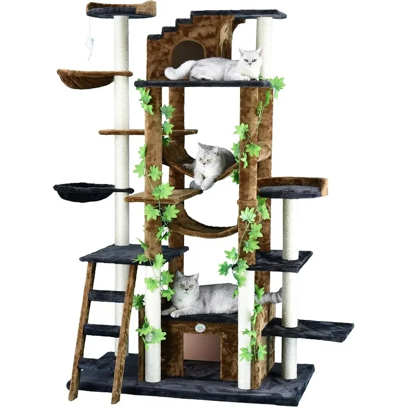 Pet Club 77-Inch Cat Tree, Brown/Black