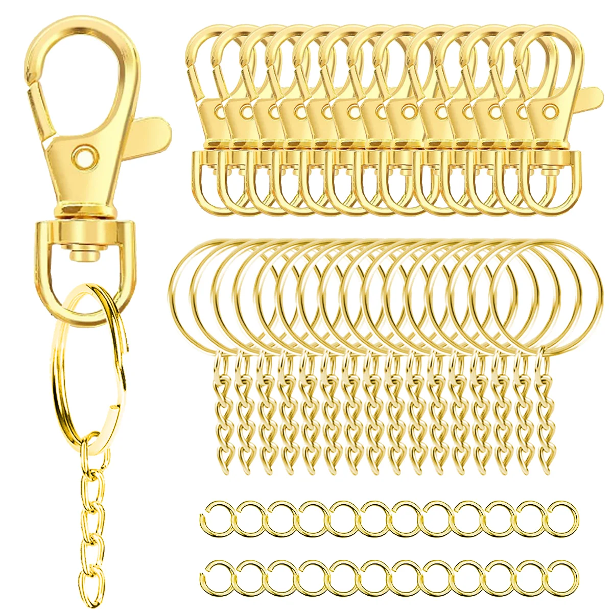 10/30/50 Set Metal Keychains Lobster Clasp Open Keychain Chain And Jump Ring For Jewelry Making Bag Accessories DIY Crafts Gifts