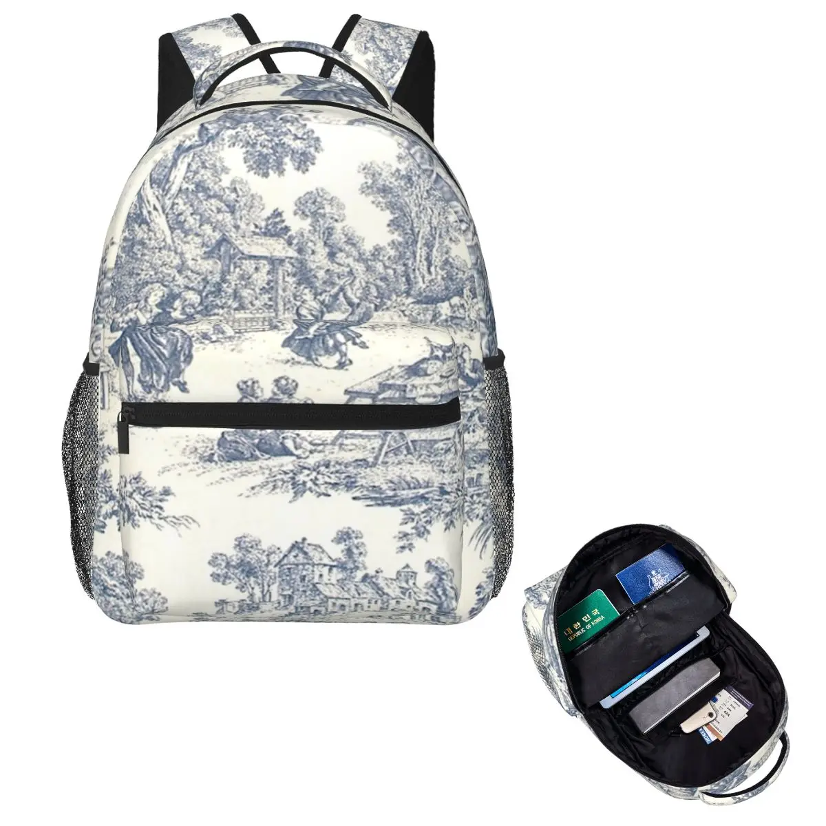 

Toile De Jouy Number Backpack Hot Sale Daypack Large Capacity Children BookBag School Bag Shoulder Bags for Men Women