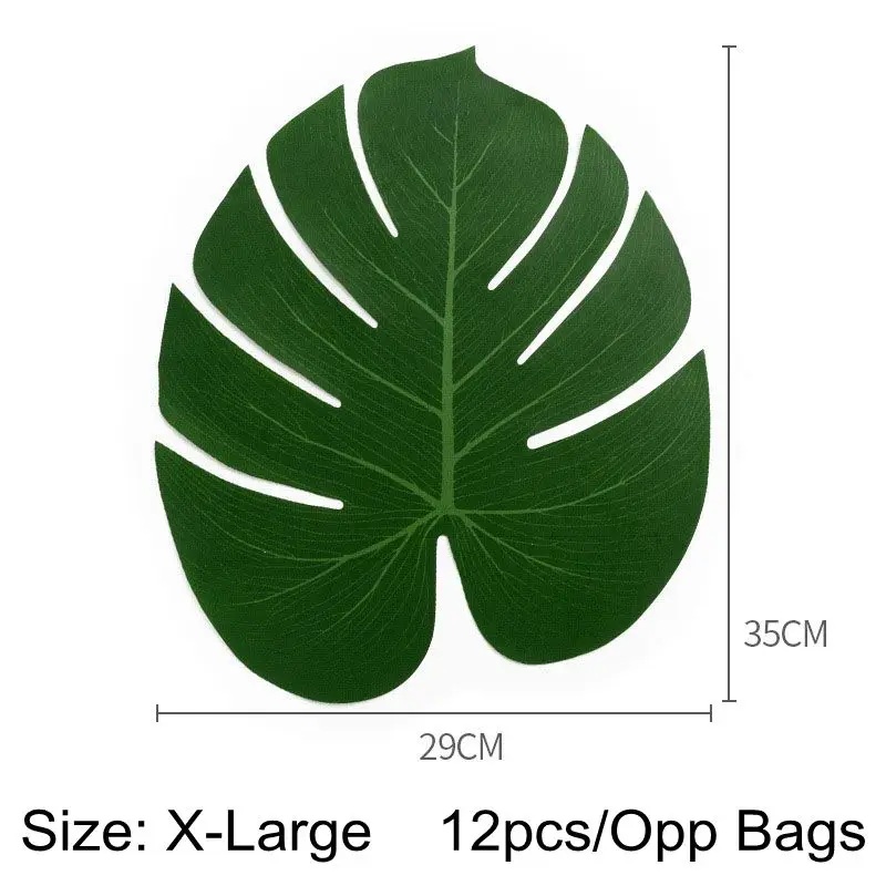 12 قطعة/الوحدة أوراق النخيل الاصطناعية Monstera الخضراء لتزيين حفلات هاواي الاستوائية لوازم مهرجان الزفاف وأعياد الميلاد