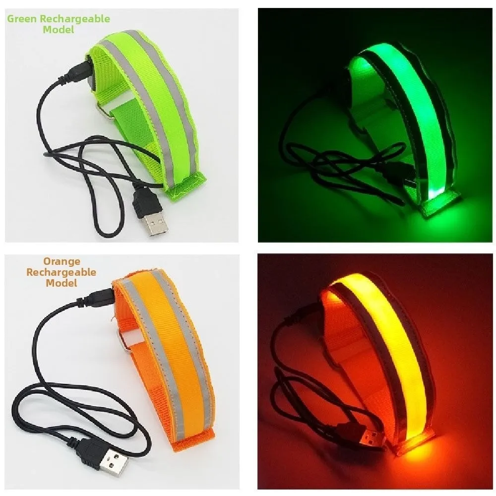 Fascia da braccio per corsa notturna per sport all'aria aperta - Luce LED ricaricabile tramite USB, cinturino di sicurezza riflettente per ciclismo e corsa