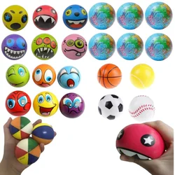 12PCS Expression Soft Balls Toy Beach Sponge Stress Ball Squeeze Smiley Face PU Foam For Kids Adult Sports Decompress Toy Ball