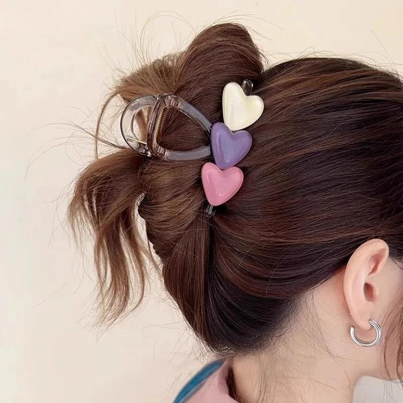 Sweet Jelly Color Heart Shape Hair Claws Crab For Girls Ponytail Hairpin Hair Clips Women Korean Hair Accessories Gifts